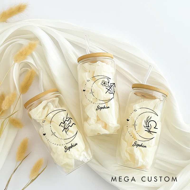 Personalized Water Glasses Tumbler With Zodiac Signs Custom Coffee Cup Custom Water Glasses Tumbler With Name Birthday Gift