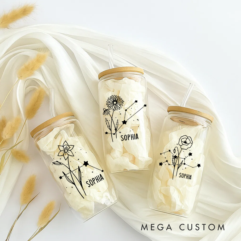 Personalized Water Glasses Tumbler With Zodiac Signs Custom Coffee Cup Custom Water Glasses Tumbler With Name Birthday Gift