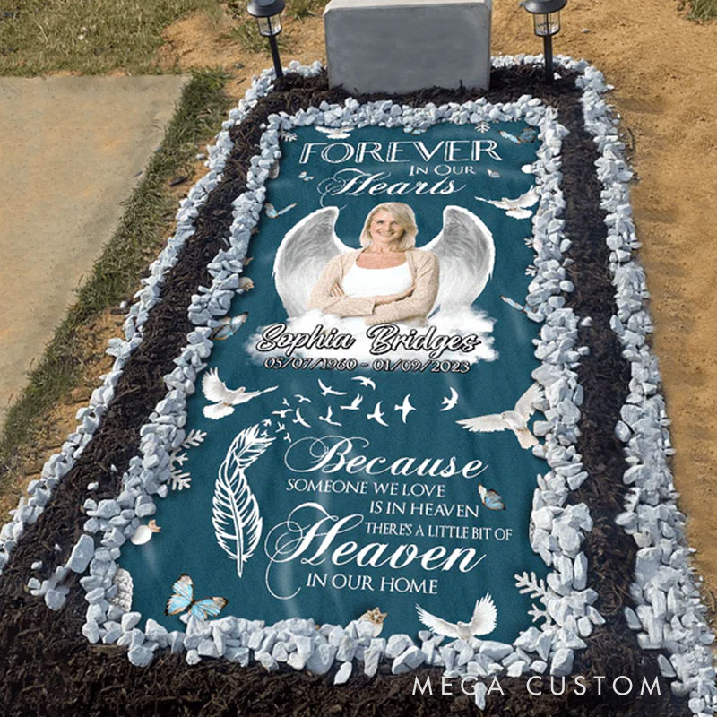 Personalized Memorial Photo Blanket Gone But Never Forgotten Grave Blanket Custom Photo Waterproof Blanket Remembrance Gift
