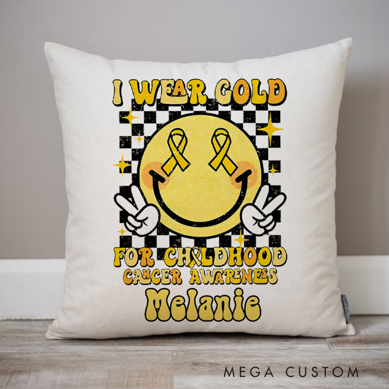 Personalized Throw Pillow for Nurse  I Wear Gold for Childhood Cancer Awareness Design Nurse Appreciation Gifts