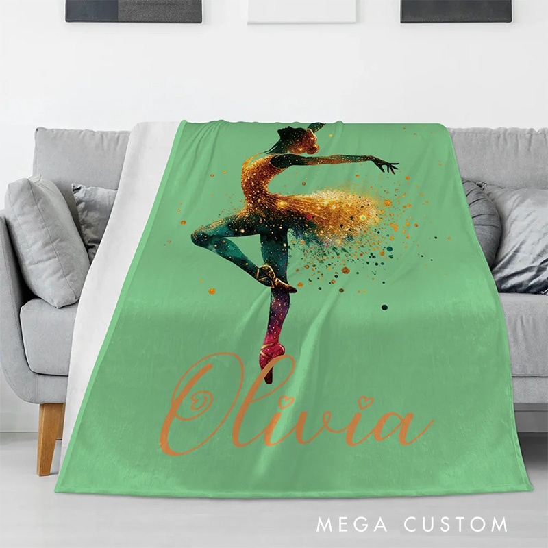 Personalized Ink Ballerina Street Dancer Blanket Flannel Blanket Ballet Lover Blanket with Name for Dance Lovers Dancer