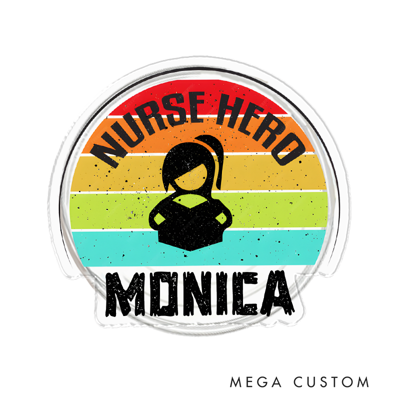 Personalized Magnetic Phone Grip Nurse Hero Rainbow Design with Custom Name