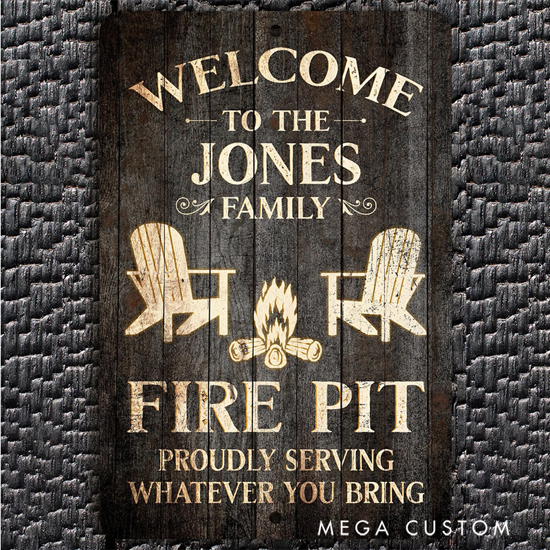 Personalized Fire Pit Sign Custom Family Name Sign Camping Warning Sign Funny Camping Sign Gift for Outdoor Enthusiasts