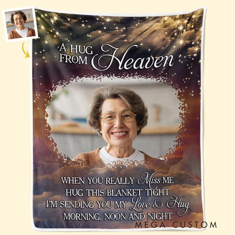 Personalized Photo Memorial Blanket Your Life Was A Blessing Christmas Sympathy Gifts for Family Members 