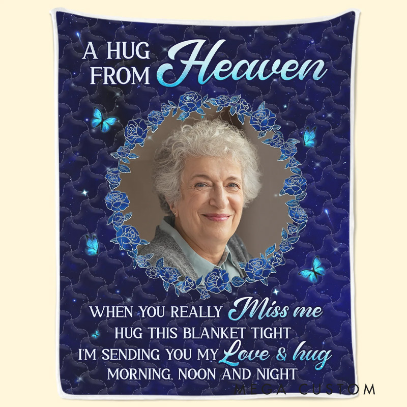 Personalized Photo Memorial Blanket Love Never Ends Only Grows Stronger Christmas Sympathy Gifts for Family Members 