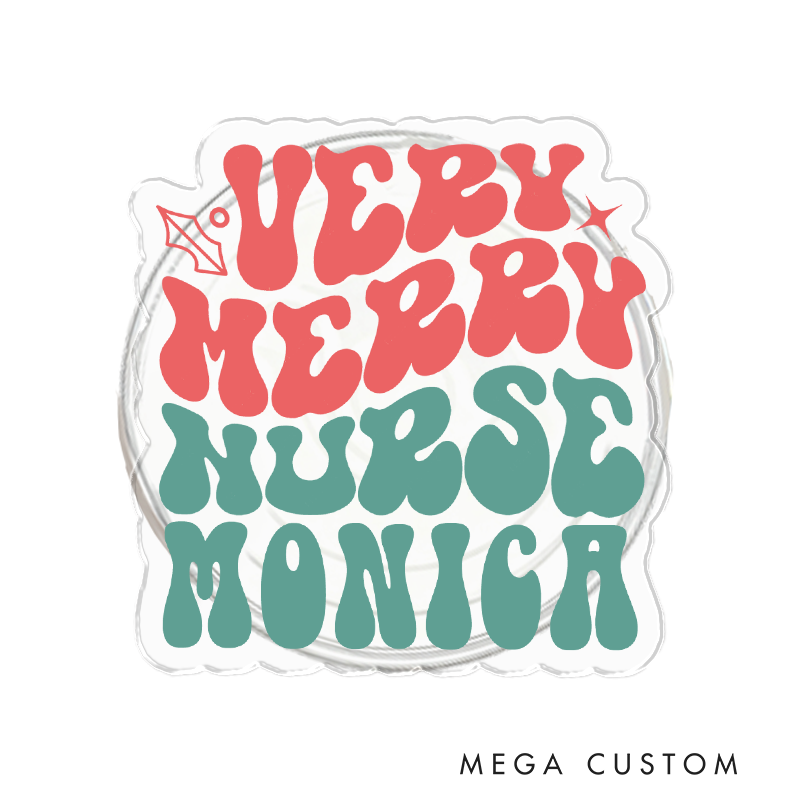 Personalized Magnetic Phone Grip Very Merry Nurse Holiday Design with Custom Name