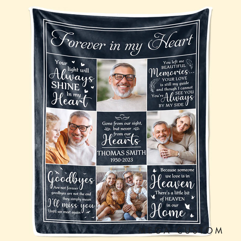 Personalized Photo Memorial Blanket You Left Me Beautiful Memories Christmas Sympathy Gifts for Family Members 