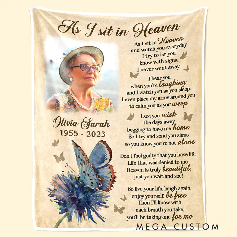 Personalized Photo Memorial Blanket I Try To Let You Know With Signs Christmas Sympathy Gifts for Family Members 
