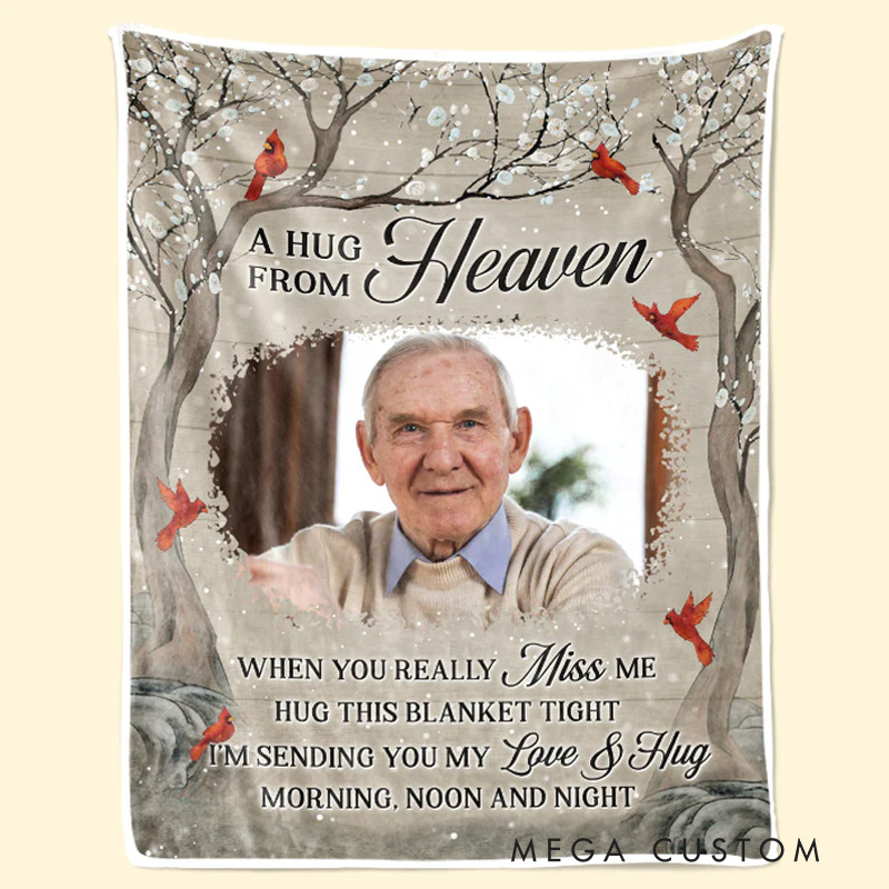 Personalized Photo Memorial Blanket Loving You Forever Christmas Gift Sympathy Gifts for Family Members 