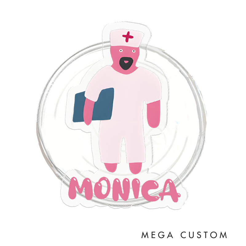 Personalized Nurse Phone Grip Cute Cartoon Design with Custom Name