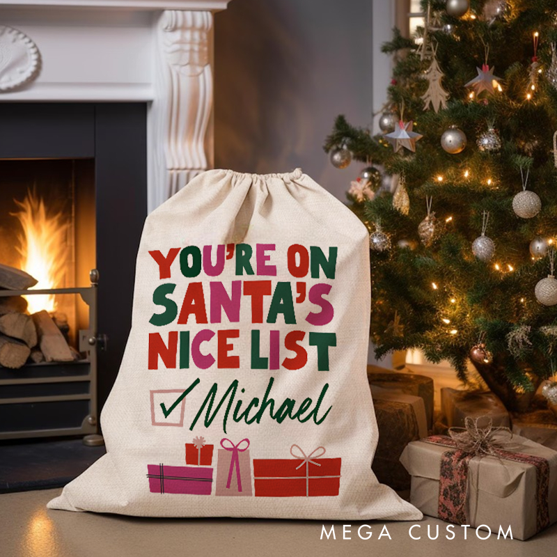 Personalized Santa's Nice List Oversized Gift Bag