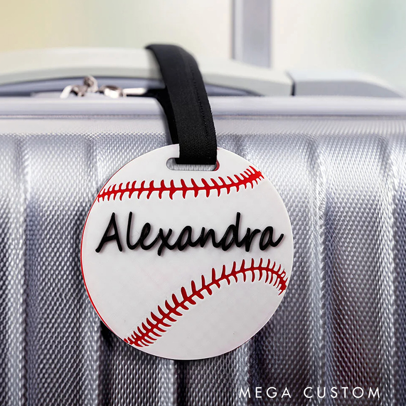 Personalized 3D Printed Softball Basketball Sports Luggage Bag Tag with Name 