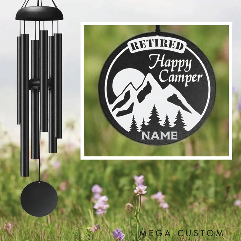 Personalized Outdoor Wind Chime Sign Custom Retirement Camping Wind Chime