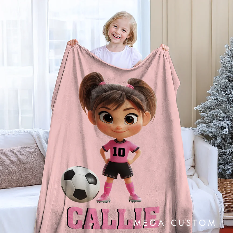 Personalized Soccer Blanket with Custom Name, Number, and Color