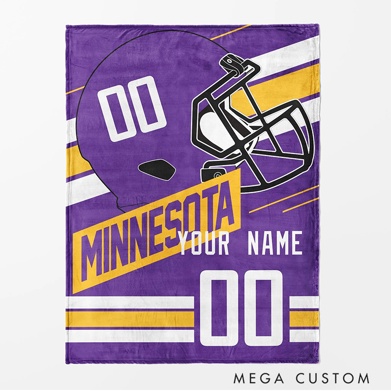 Personalized Football Helmet Blanket Custom Name and Team Design 