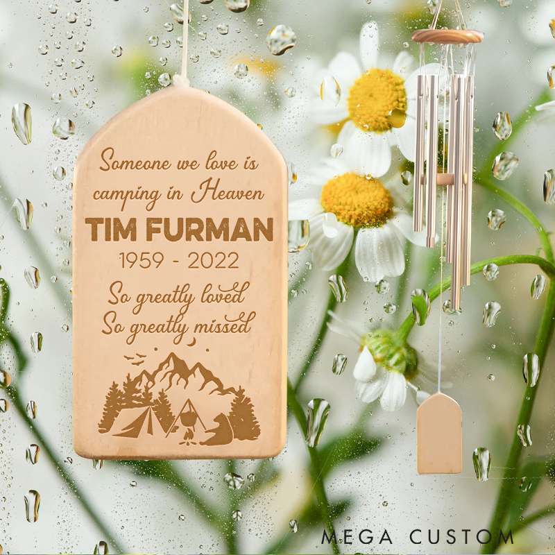 Personalized Camping in Heaven Memorial Wind Chime Camping Lover Grief Gift Loss of Camper Sympathy Gift in Loving Memory Gift Outdoor Decor