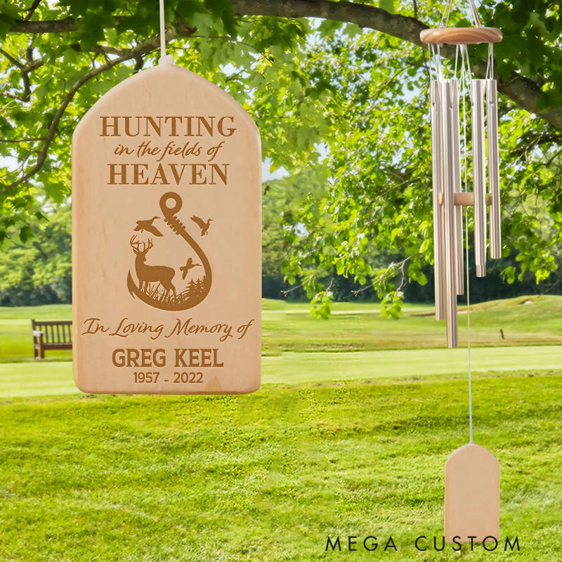 Personalized Hunting in Heaven Wind Chime Hunting Memorial Wind Chime in Loving Memory Sign Hunting Memories Sympathy Bereavement Gift Garden Decor
