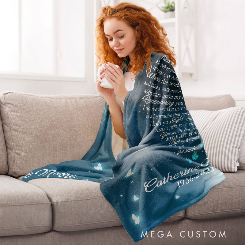 Personalized Photo Memorial Blanket The Moment That You Left Me Sympathy Gift for Family Members