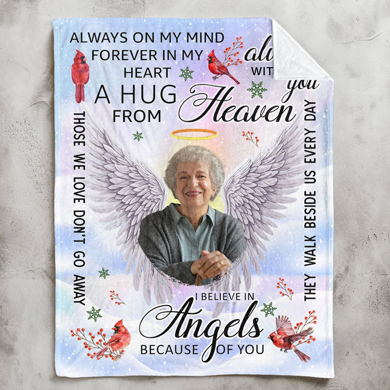 Personalized Photo Memorial Blanket I Am Always With You A Hug From Heaven Sympathy Gift for Loss of Loved One