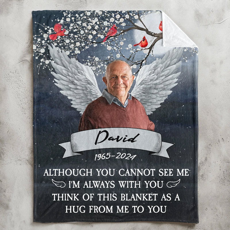 Personalized Photo Memorial Blanket I'm Always With You Think Of This Blanket As A Hug From Me Sympathy Gift for Loss of Loved One