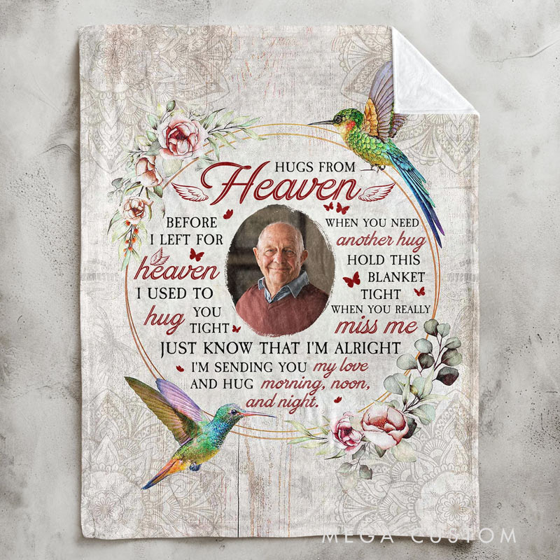 Personalized Photo Memorial Blanket Before I Left For Heaven Sympathy Gift for Loss of Loved One