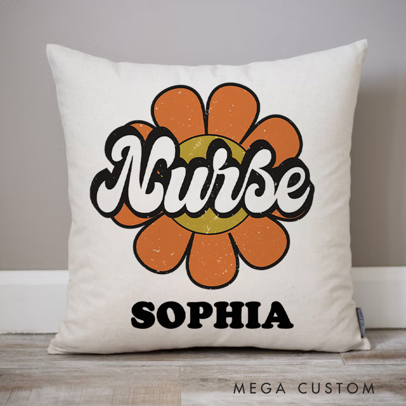 Personalized Throw Pillow for Nurse Nurse in Full Flower Design Nurse Appreciation Gifts