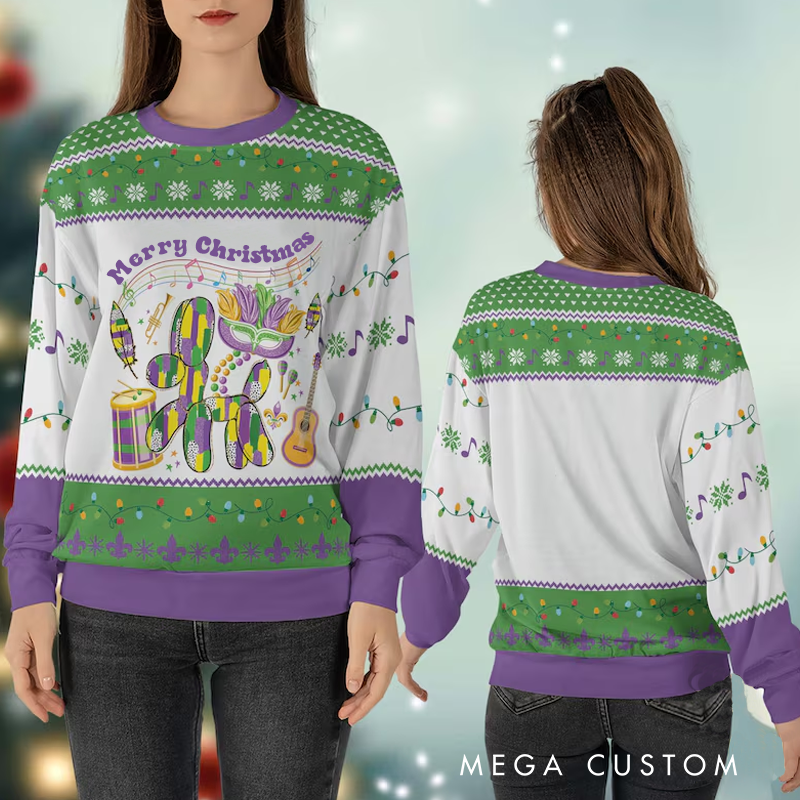 Personalized Ugly Sweater Music Christmas Sweater Song Fan Family Sweater