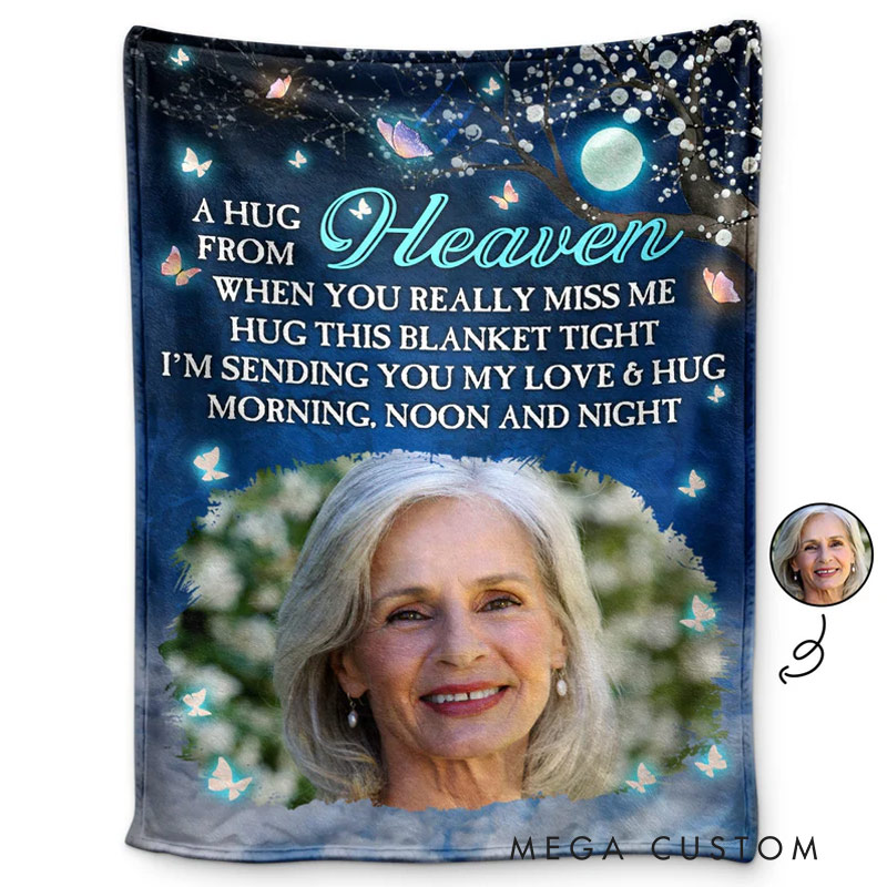 Personalized Photo Memorial Blanket A Hug From Heaven When You Really Miss Me Blanket Sympathy Gift for Loss of Loved One