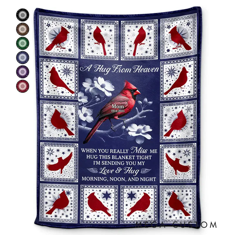 Personalized Memorial Blanket Cardinal Bird A Hug From Heaven Custom Flannel Blanket Sympathy Gift for Loss of Loved One