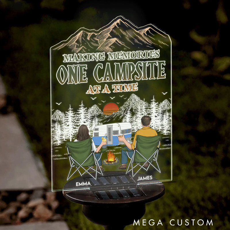 Personalized Making Memories One Campsite at a Time Solar Light Garden Decor Outdoor Camping Solar Lights