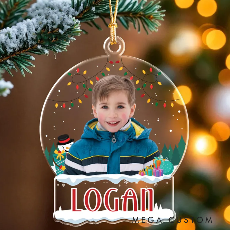 Personalized Photo Ornament  Acrylic Christmas Decor Kid Photo Keepsake Child Picture Ornament Name Ornament