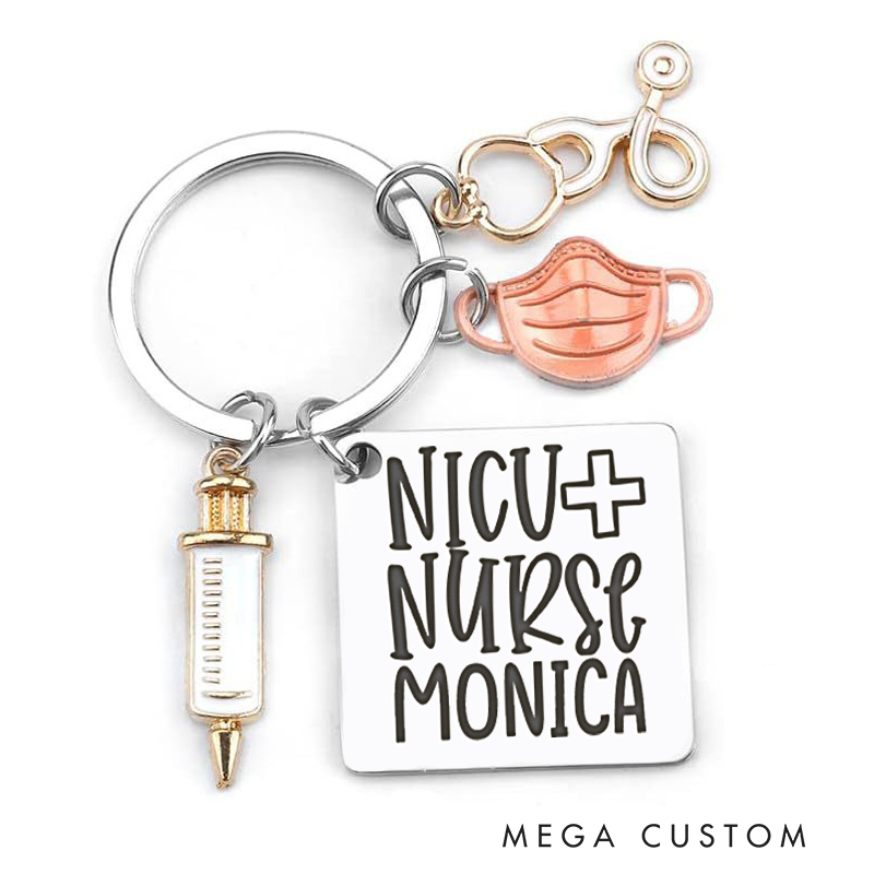 Personalized NICU Nurse Keychain Custom Stainless Steel Keychain Graduation Thank You Gifts
