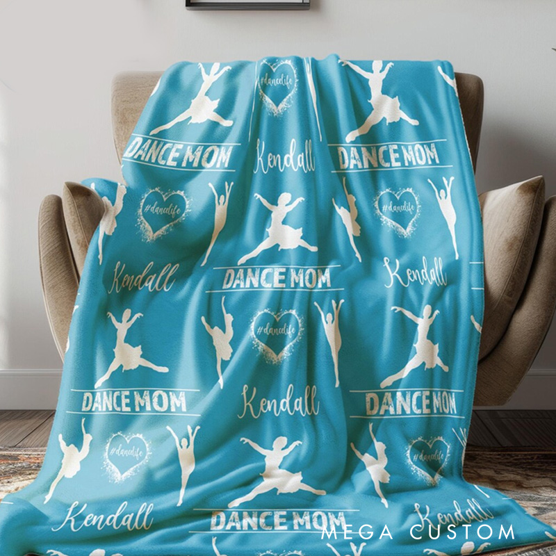 Personalized Girls Dance Flannel Blanket Ballet Lover Blanket with Name for Dance Lovers Dancer