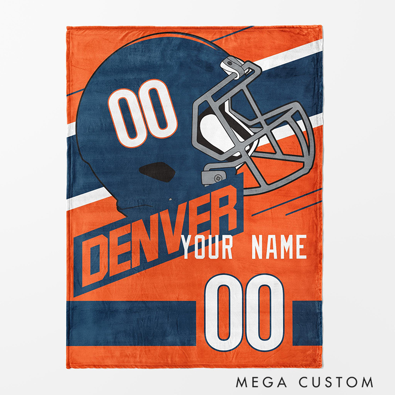 Personalized Game Day Blanket Unique Football Helmet and Number Graphic  