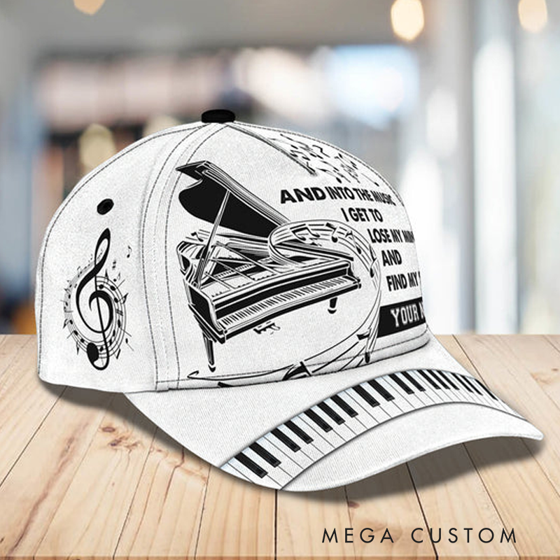 Personalized Piano Baseball Cap Full Print for Piano Lover Custom Gift Hat With Unique Design Lover Piano