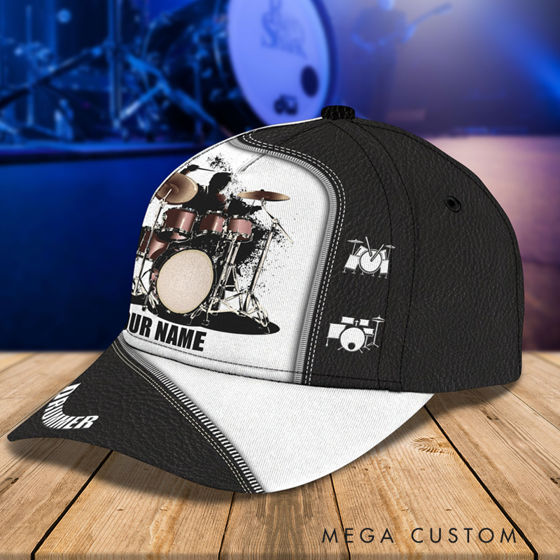 Personalized Drum 3D All Over Printed Baseball Cap for Music Lover and Drummer Lovers Custom Gift Hat With Unique Design Lover Drum