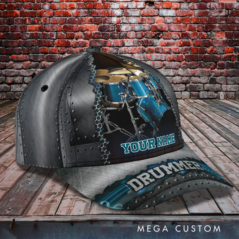 Personalized Drum 3D All Over Printed Baseball Cap for Music Lover and Drummer Lovers Custom Gift Hat With Unique Design Lover Drum