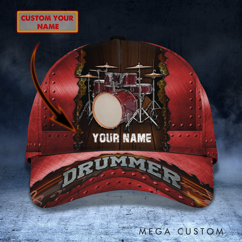 Personalized Drum 3D All Over Printed Baseball Cap for Music Lover and Drummer Lovers Custom Gift Hat With Unique Design Lover Drum