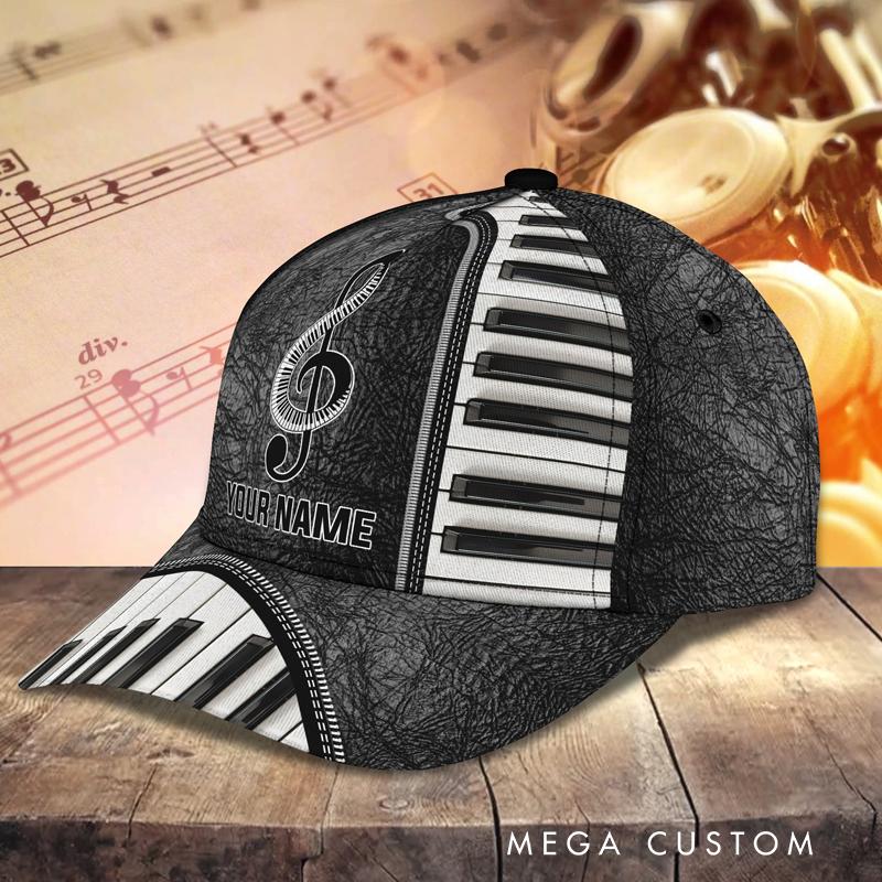 Personalized Piano Baseball Cap Full Print for Piano Lover Custom Gift Hat With Unique Design Lover Piano