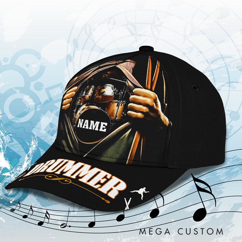 Personalized Drum 3D All Over Printed Baseball Cap for Music Lover and Drummer Lovers Custom Gift Hat With Unique Design Lover Drum