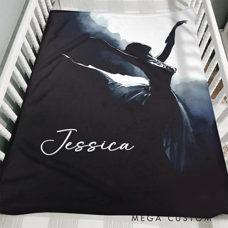 Personalized Dance Enthusiasts Blanket Flannel Blanket Ballet Lover Blanket with Name for Dance Lovers Dancer