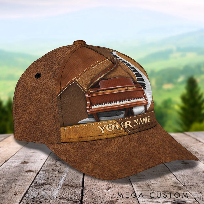 Personalized Piano Baseball Cap Full Print for Piano Lover Custom Gift Hat With Unique Design Lover Piano