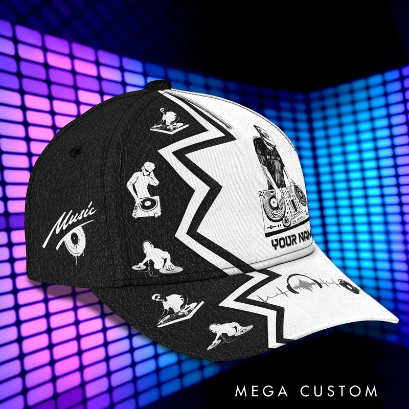 Personalized 3D Printed DJ Adjustable Snapback Closure Hat Electronic Musical Instrument Cap