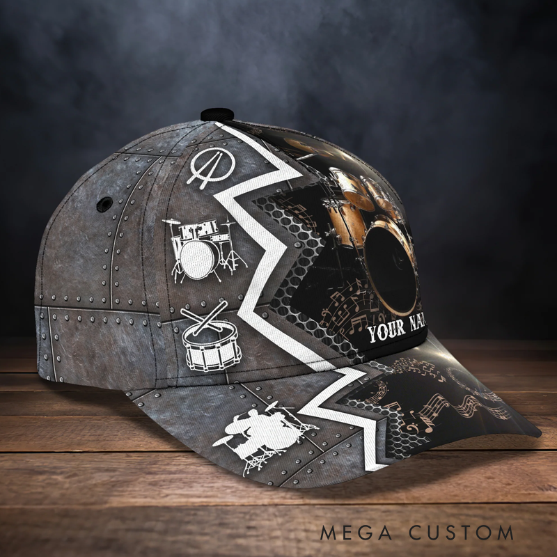 Personalized Drum 3D All Over Printed Baseball Cap for Music Lover and Drummer Lovers Custom Gift Hat With Unique Design Lover Drum