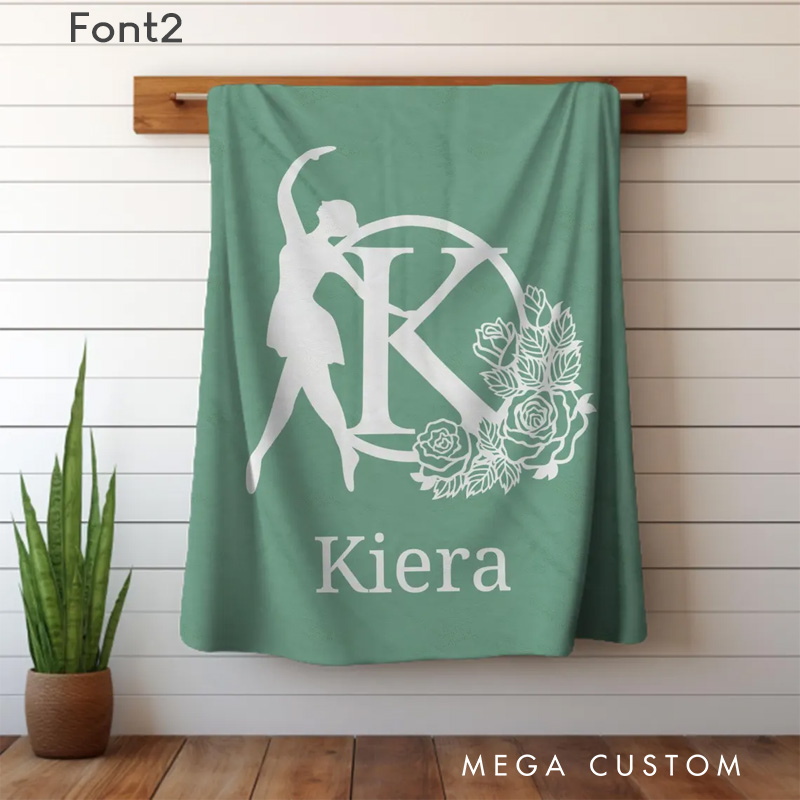 Personalized Floral Ballerina Blanket Flannel Blanket Ballet Lover Blanket with Name for Dance Lovers Dancer