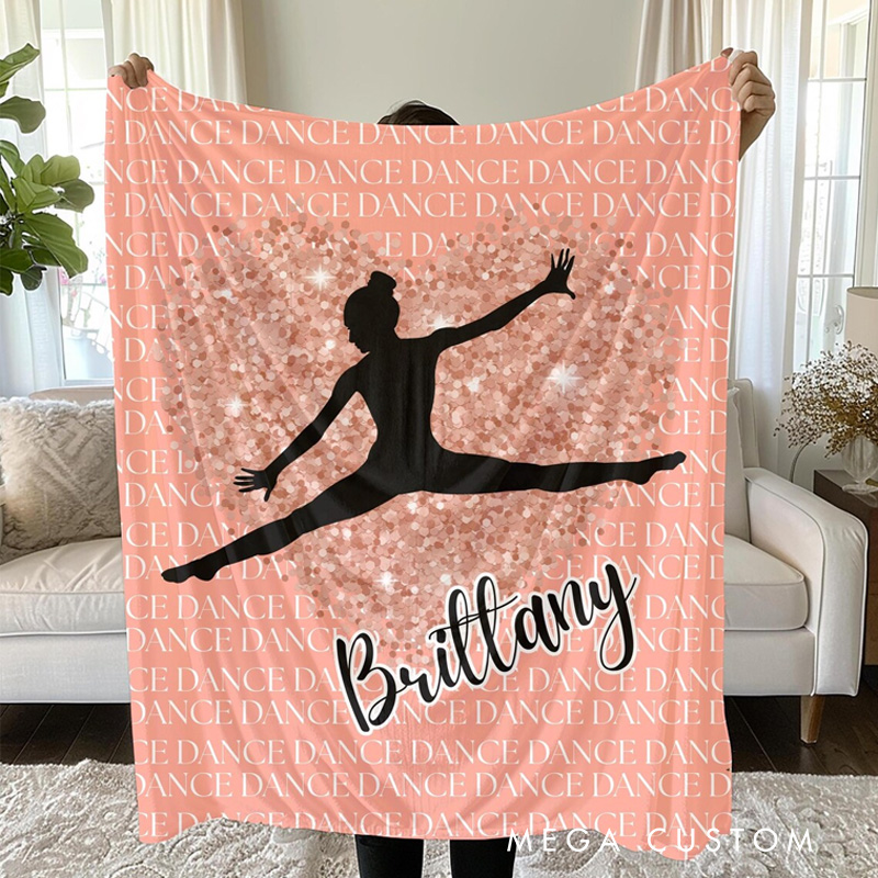 Personalized Ballet Enthusiasts Gliiter Style Blanket Flannel Blanket Ballet Lover Blanket with Name for Dance Lovers Dancer