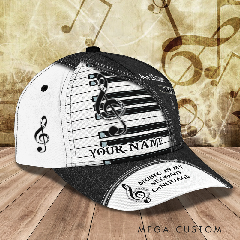 Personalized Piano Baseball Cap Full Print for Piano Lover Custom Gift Hat With Unique Design Lover Piano
