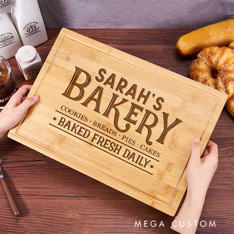 Personalized Baked Fresh Daily Cutting Board Custom Bakery Board For Bakers Engraved Bamboo Serving Board for Baking Lover Gift