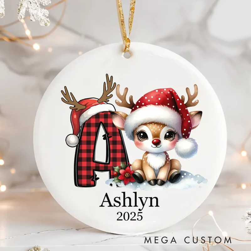 Personalized Initial Ornament Custom Letter Ornament Reindeer Ornament Personalized Christmas Ornament 2025