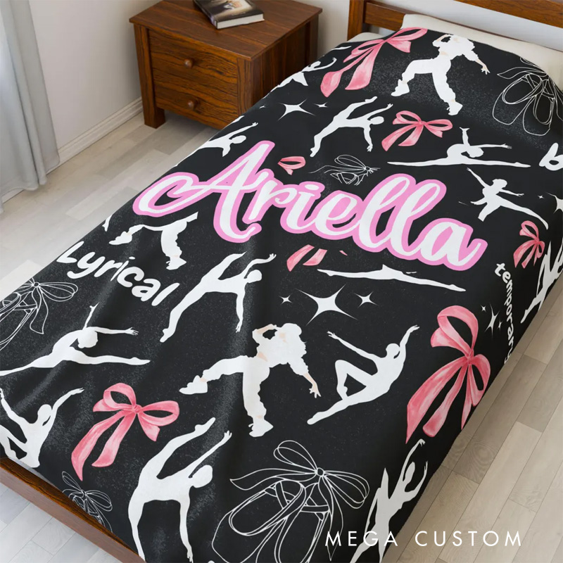 Personalized Dance Style Blanket Flannel Blanket Ballet Lover Blanket with Name for Dance Lovers Dancer